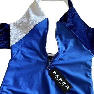 Paper London Inagua Swimsuit One Piece Color Pure Shores Halter Tie Back Size XL